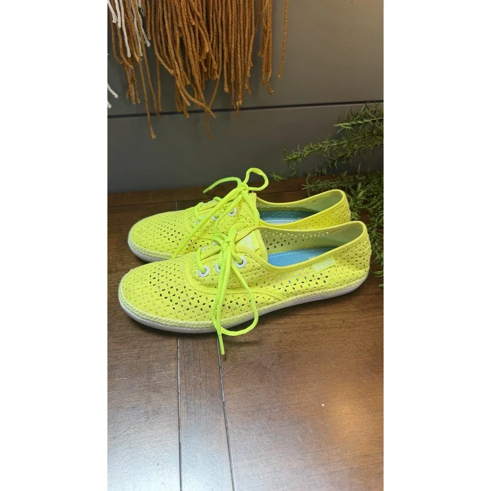 Vtg New Neon Yellow Keds Womens Breezie Canvas Lace Up Sneakers Size 7.5